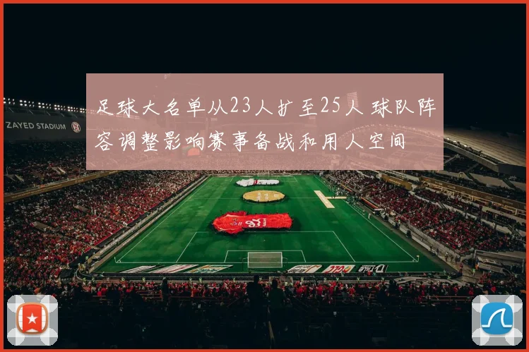 足球大名单从23人扩至25人 球队阵容调整影响赛事备战和用人空间